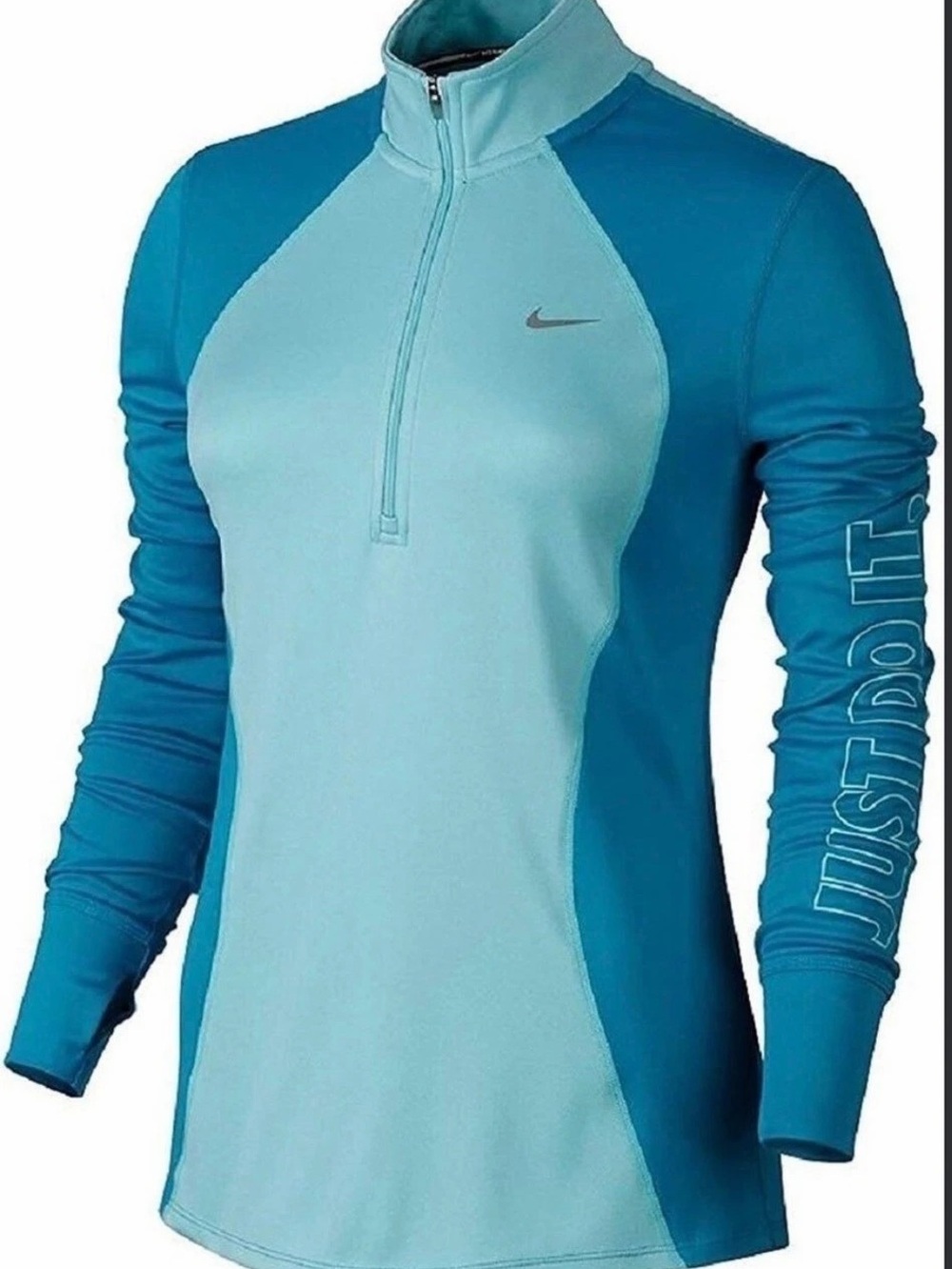 Nike Element Dri-FIT 1/2-Zip Running Top Blue & Turquoise Large